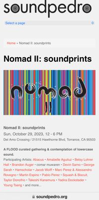FREE 12 - 6pm NOMAD “Sound Print” (experimental, music event)