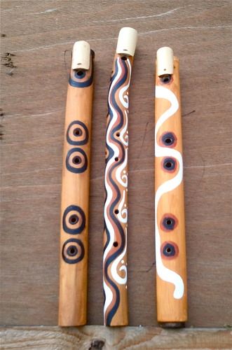 ADULT's work: my most requested workshop "Bamboo Flute"- same flute but these were made by my adult classes using natural pigments we made!!!
