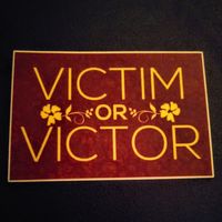 Yellow & Red Victim Or Victor Sticker
