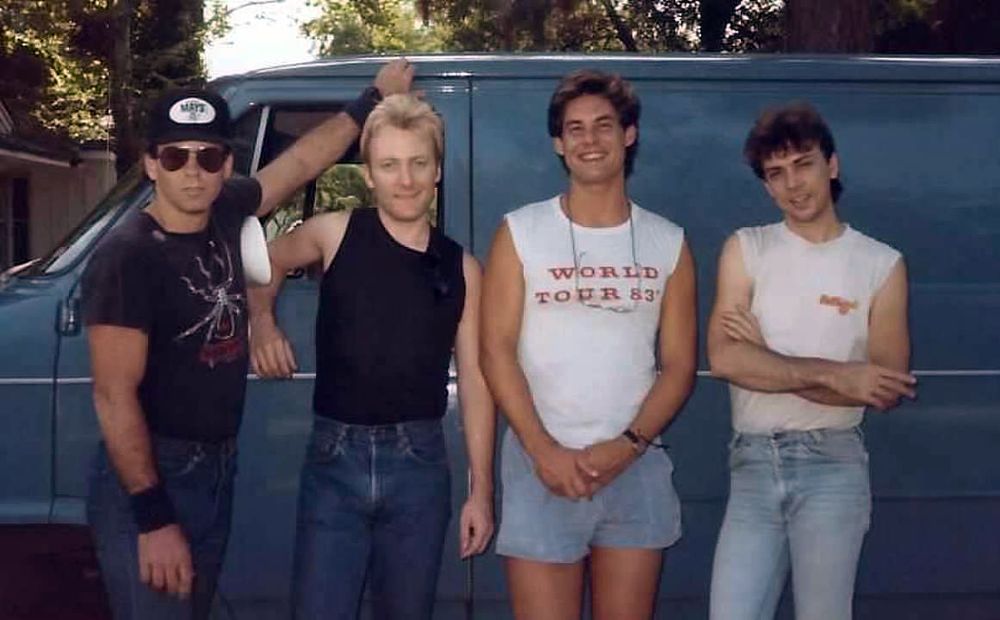 Rehearsal break in front of The Blue Max - September 1984