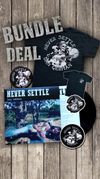 Never Settle T-shirt / Vinyl Bundle