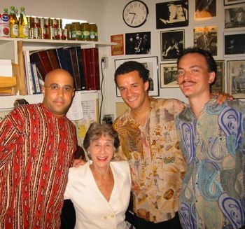 Leon Parker, Lorraine Gordon, Jacky Terrason, Sean Smith at the Village Vanguard, NYC, 2001
