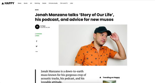 Jonah Manzano talks ‘Story of Our Life’, his podcast, and advice for new musos