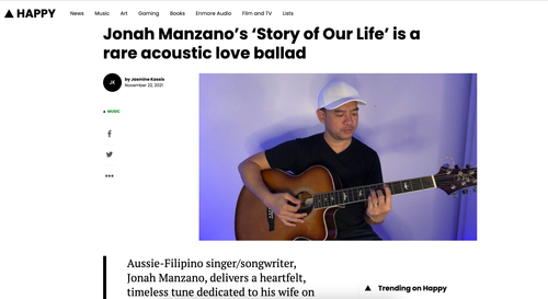 Jonah Manzano’s ‘Story of Our Life’ is a rare acoustic love ballad