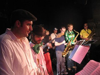 Industrial Jazz Group at the Bowery Poetry Club. We shared the bill with James Darcy Argue's Secret Society. Great stuff. Phil and Kris.
