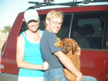 Jill & Mark from Albuquerque, NM with their Sprocket boy, a Ra Hellza pup. November 2012
