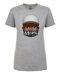 womens' grey QP emoji T