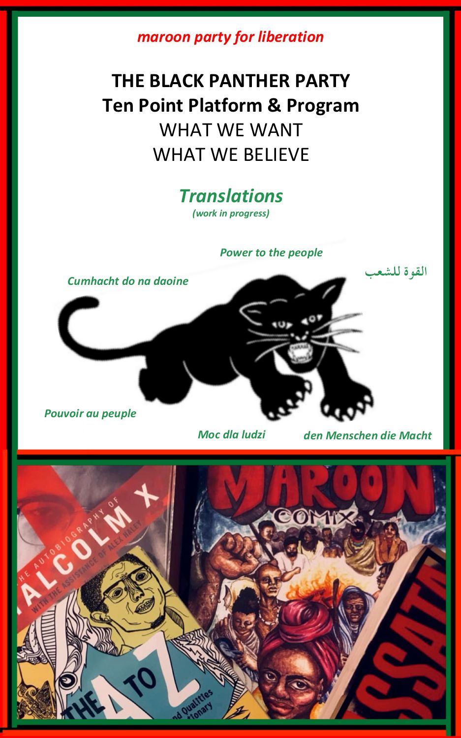 Black Panther Party for Self Defense 10point Platform and Program