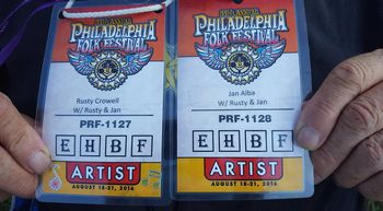 Performer badges for the Philadelphia Folk Festival
