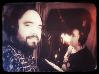 "Jorge's son, Jason (Music Producer) listening during a vocal session"
