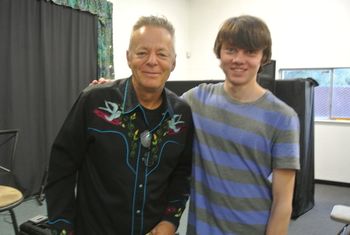 Sullivan and one of his musical heroes, Tommy Emmanuel. Feb., 2013, Los Gatos, Calif.
