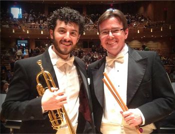 1/4/16 A privilege to once again be principal percussionist for the STV series. A great percussion section, and a great orchestra, especially since I got to play with this guy!! Chris Coletti from the Canadian Brass. — with Chris Coletti at Strathmore, Bethesda, MD
