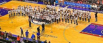 Directing the kids before a 76ers Game!
