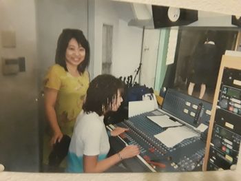 Amy and assistent in FM Fuji radio station Tokyo
