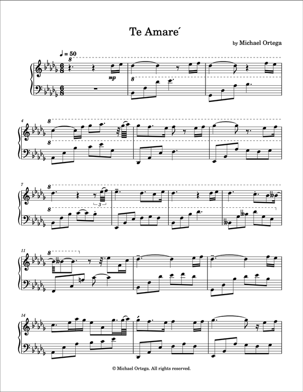 Te Amaré (Piano Score)