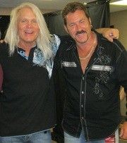Dean Young backstage with Bruce Hall of REO Speedwagon
