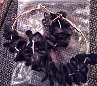 Gold Hoop Earrings With Black flowers