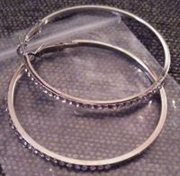 Silver Diamond Hoop Earrings