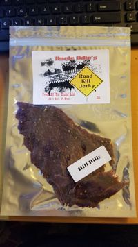 Uncle Odie's Road Kill Jerky.  Right Off The Center Line