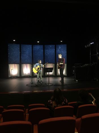 With a backdrop of our set, students performed their songs at the end of the week for family and friends in a Songwriting Showcase!
