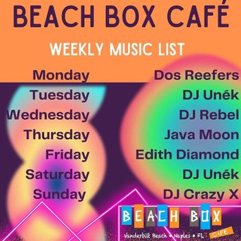 Weekly Entertainment Calender @Beachbox Cafe
