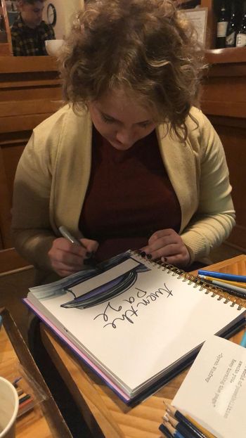 Inspire Art Co. quote night "Turn the Page" in progress with Rachel Hickling
