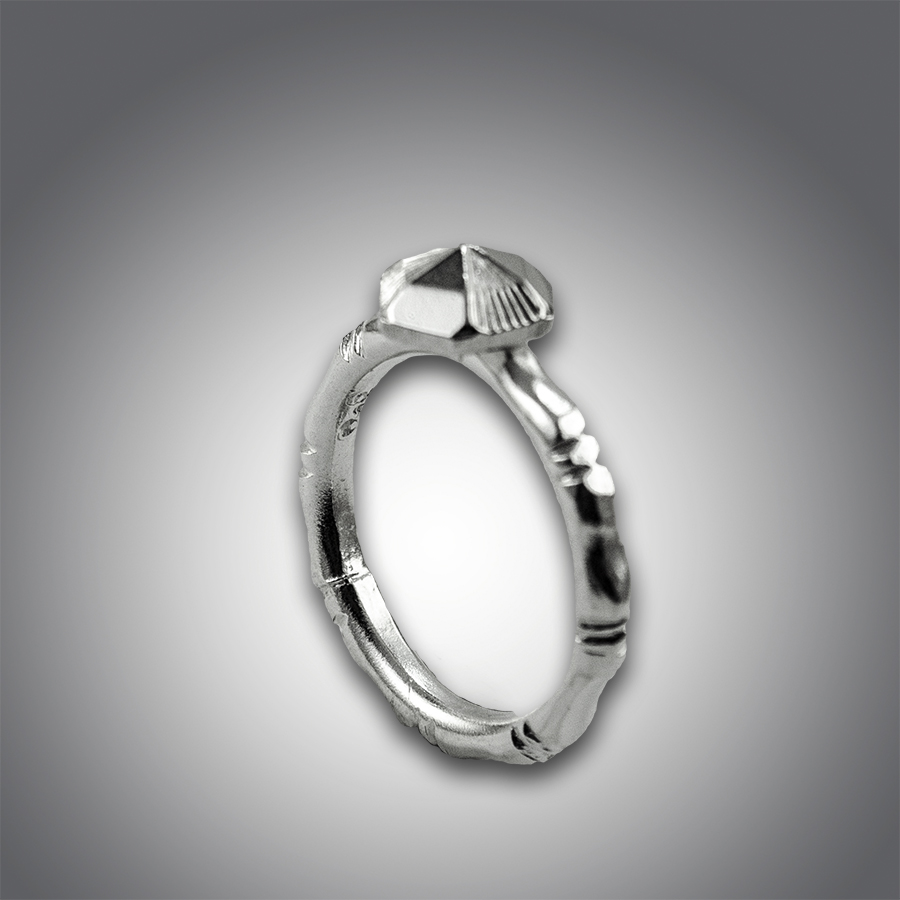 Handcrafted Sterling Silver Bamboo Ring with Sterling Silver