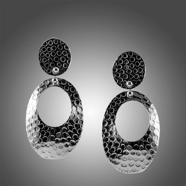 Oval Formed Sterling Silver Earrings