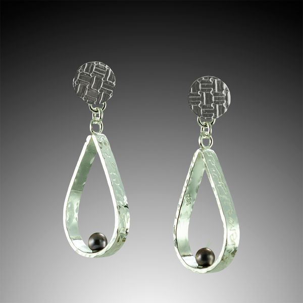 Sterling Silver Earrings with FW Black Pearls - Bejewelled