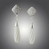 Sterling Silver & carved White Agate Earrings with posts