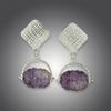 Carved Amethyst, Sterling Silver Earrings