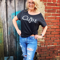 Black Off-Shoulder Shirt Slouch Tee 
