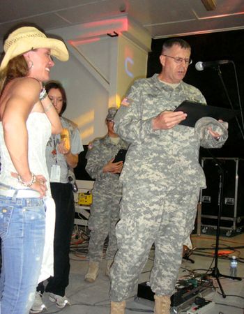 General Jones giving the band our own Dog Tags after the show in Kosovo!
