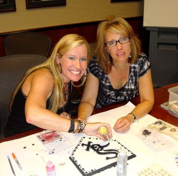 Kay and me creating our own White Sox home base! I was the first to use Pink glitter! Really!!???
