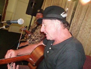 STEVIE T AND BILLY WILLIAMS ON STAGE DURING THE SHOW AT THE RED EARTH We all had a fabulous first nite in Mt Isa. Packed house and what a night!!! It was an acoustic show and the boys shown here played so well...there were standing ovations everywhere!!
