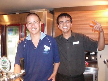 ANDREW AND SAMIR FROM FRASER ISLAND. QLD Andrew and Samir are two of my most favourite bar attendants at Kingfisher Bay Resort on Fraser Island. These guys are just so wonderful and their wonderful smiles keep everyone happy. Thanx guys!
