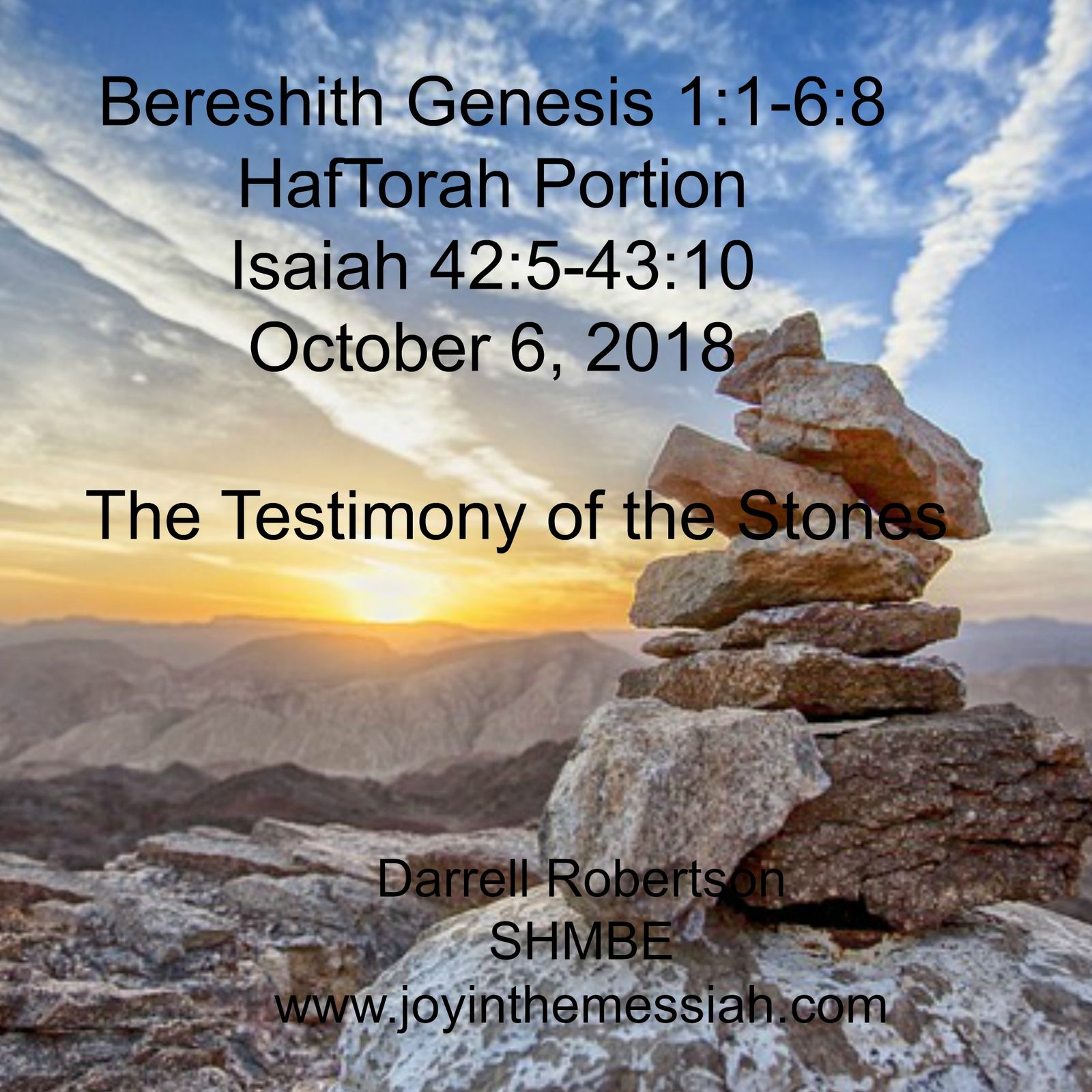 Joyinthemessiah - BERESHEET HAFTORAH PORTIONS 2018