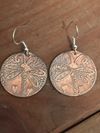 Dragonfly Etched Copper and Sterling Silver earrings