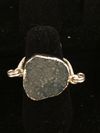 Blue/gray Druzy with woven sterling silver ring shank size 6
