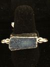 Blue rectangle druzy and Sterling Silver hammered ring shank size 7