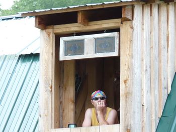 Peekin' out of the barn
