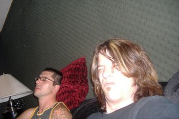 The Travelin' Bombastics, (L-R) Brian Epp and Vinnie, in the studio, August 2009.
