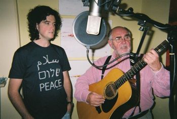 David recording Woody Guthrie's Peace Call with one of his favourite singers, Roy Bailey, to be released in January on David's debut album.
