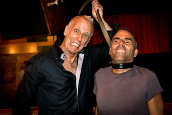 Joe Locke getting a bit evil (or kinky) on his record date
