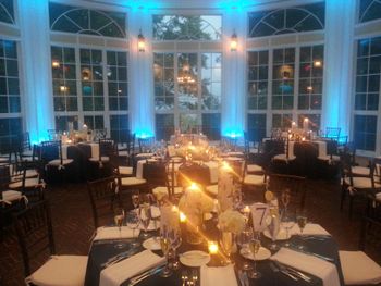 Tupper Manor Conservatory - Beverly Ma. - Teal Blue Uplighting

