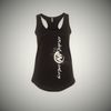 Womens Black Racerback Vert Logo Tank