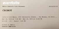 Crobot Tickets - Des Moines IA - 3/30/23