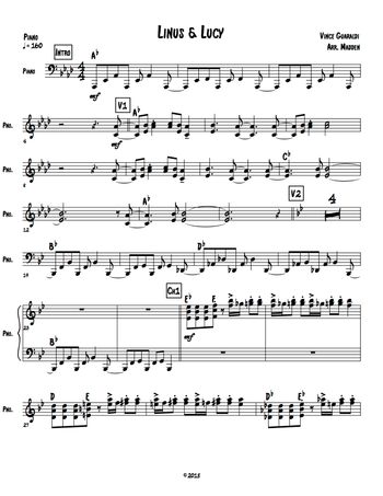 "Linus & Lucy" - Vince Guaraldi, Christmas Arrangement, Piano part
