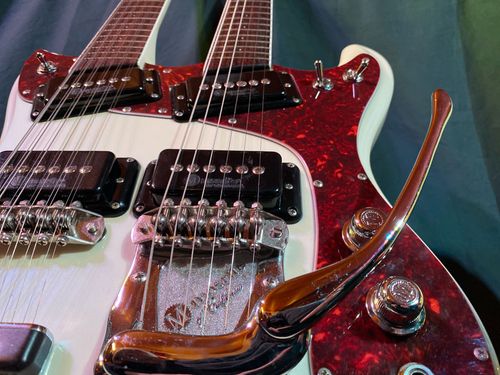 Mosrite Ventures twin neck with House of Tone Pickups.