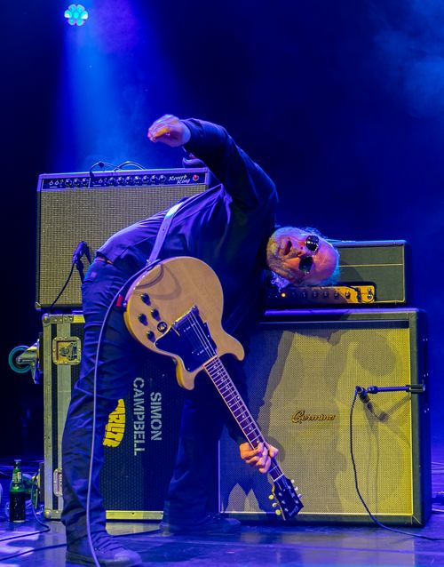Simon Campbell with Germino Classic 45, 4x12, Gartone Reverb King and Gibson Les Paul Special double cut TV - Photo by Peter Putters, Flirting with the Blues Festival, The Netherlands